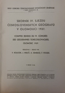 Sborník IV. sjezdu československých geografů v Olomouci 1937